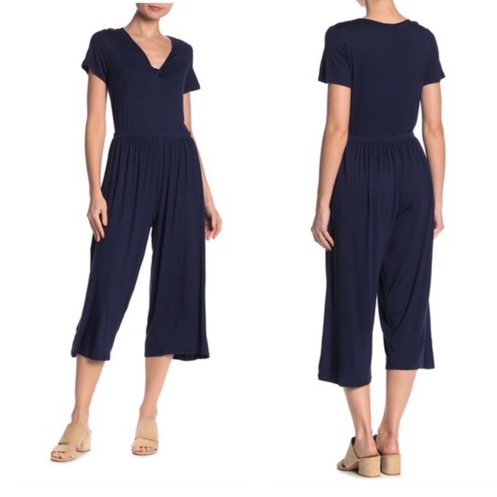 Bobeau Navy blue cropped jumpsuit  NWT